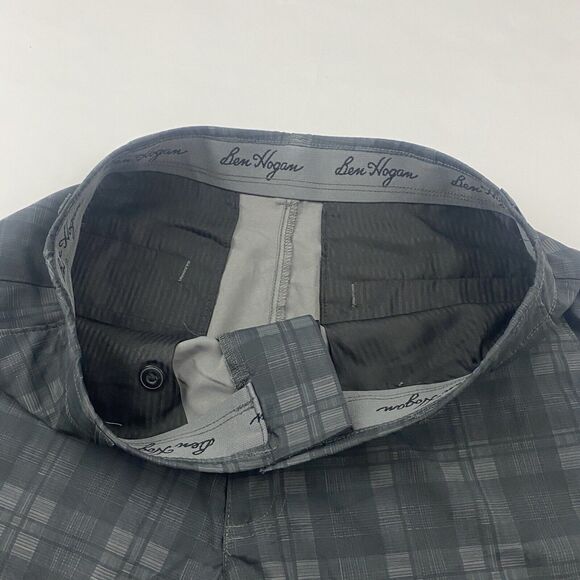 Ben Hogan Performance Golf Shorts Gray Plaid Size 32 100% Polyester 10” Inseam - Picture 4 of 7